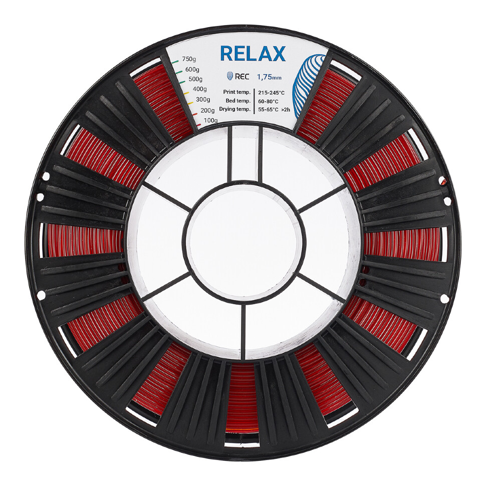 RELAX пластик REC 1.75мм прозрачный-красный