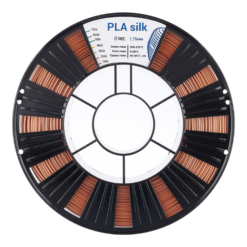 PLA Silk пластик REC 1.75мм медный