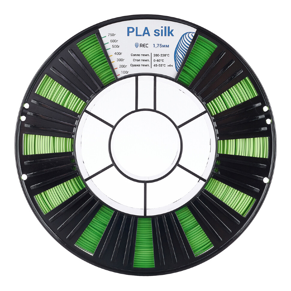 PLA Silk пластик REC 1.75мм зеленый