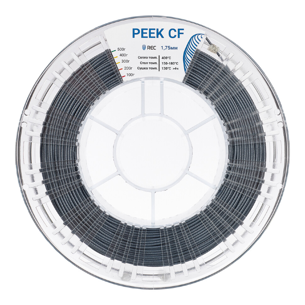 PEEK CF пластик REC 1.75мм серый на развес (454гр)