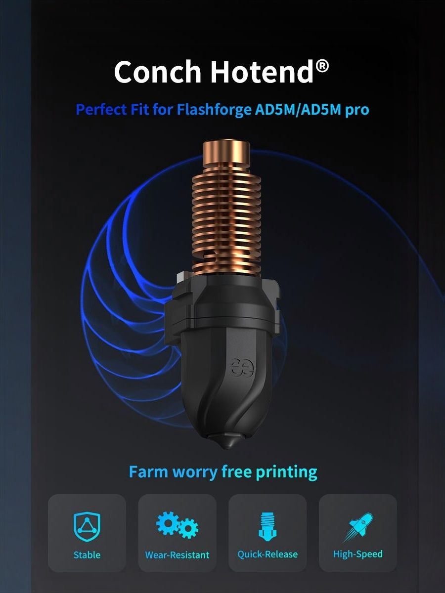 Хотэнд Trianglelab (Phaetus) Conch 0.4мм для Flashforge Adventurer 5M / 5M Pro